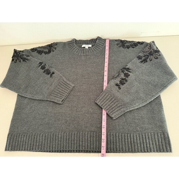Splendid Leanna Sequin Embroidered Wool Blend Sweater Women Size S Heather Gray - Picture 8 of 12